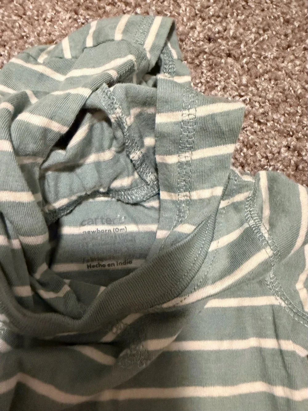 Carter's Teal and White Striped Hooded Bodysuit with Pants - Picture 5 of 5
